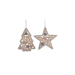 Albero o Stella da Appendere Grigio 13 cm. Pezzo Singolo-Kaemingk Outlet