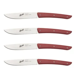 Set 4 Coltelli da Bistecca Colore Rosso-Berkel New