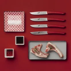 Set 4 Coltelli da Bistecca Colore Rosso-Berkel New