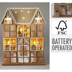 Calendario Avvento Luminoso in Legno 37 cm-Koopman Online