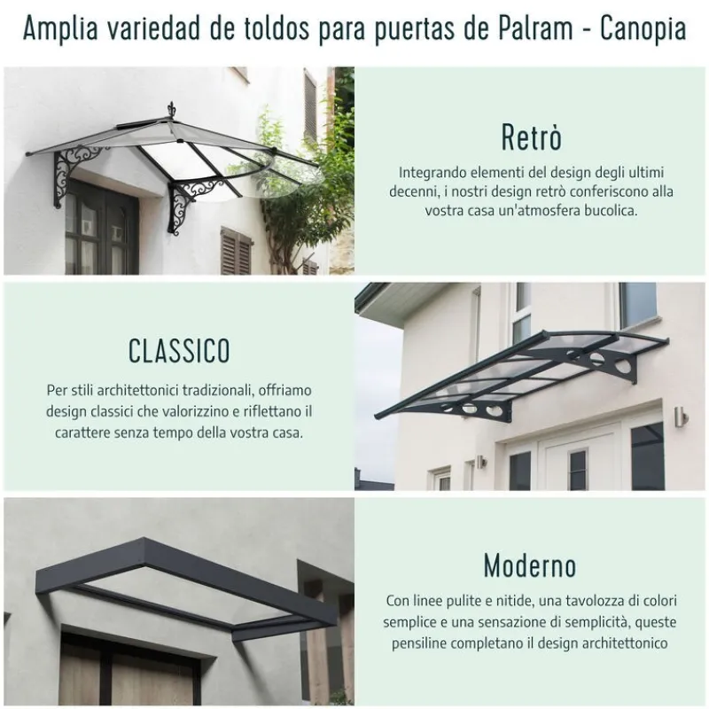 Aquila Pensilina Da Esterno 302X91 cm Grigio-Canopia New