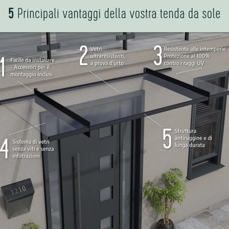 Aquila Pensilina Da Esterno 302X91 cm Grigio-Canopia New