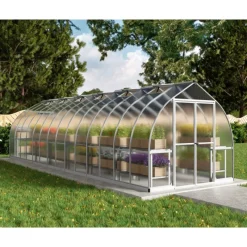 Bella Doppio Strato Serra Da Giardino in Policarbonato 844X244X219 cm Argento-Canopia Outlet