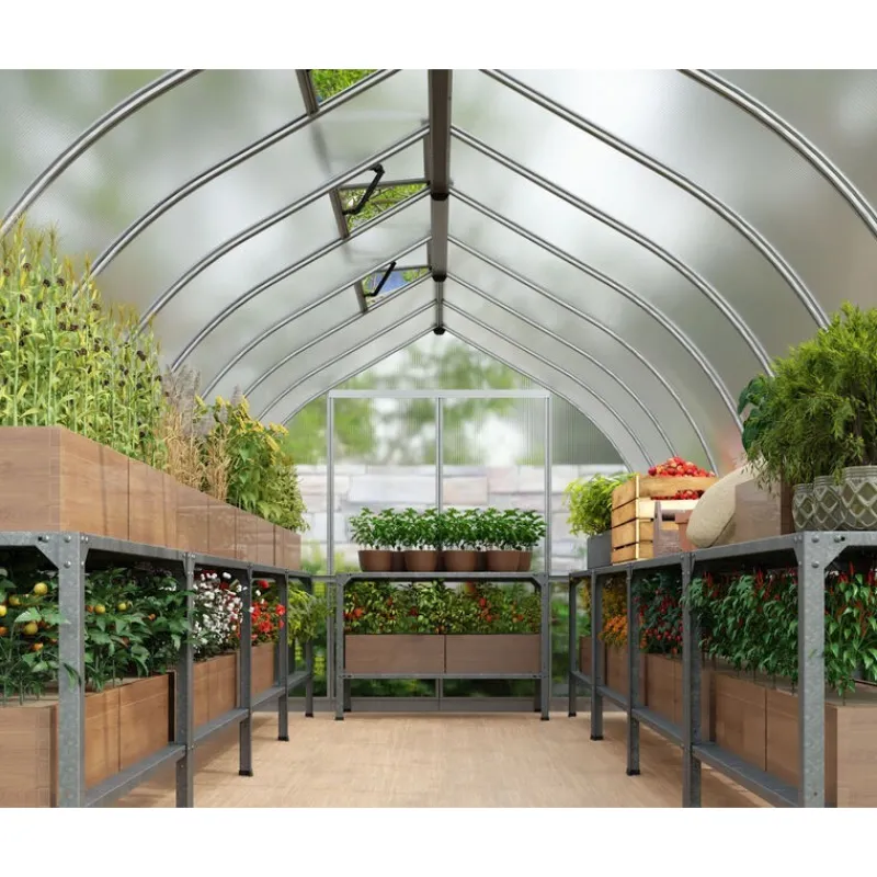 Bella Doppio Strato Serra Da Giardino in Policarbonato 367X244X219 cm Argento-Canopia Hot