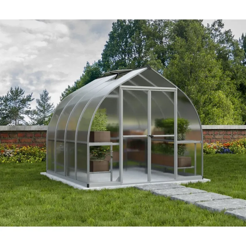 Bella Doppio Strato Serra Da Giardino in Policarbonato 244X244X219 cm Argento-Canopia Online