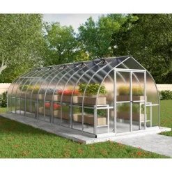 Bella Doppio Strato Serra Da Giardino in Policarbonato 724X244X219 cm Argento-Canopia Hot