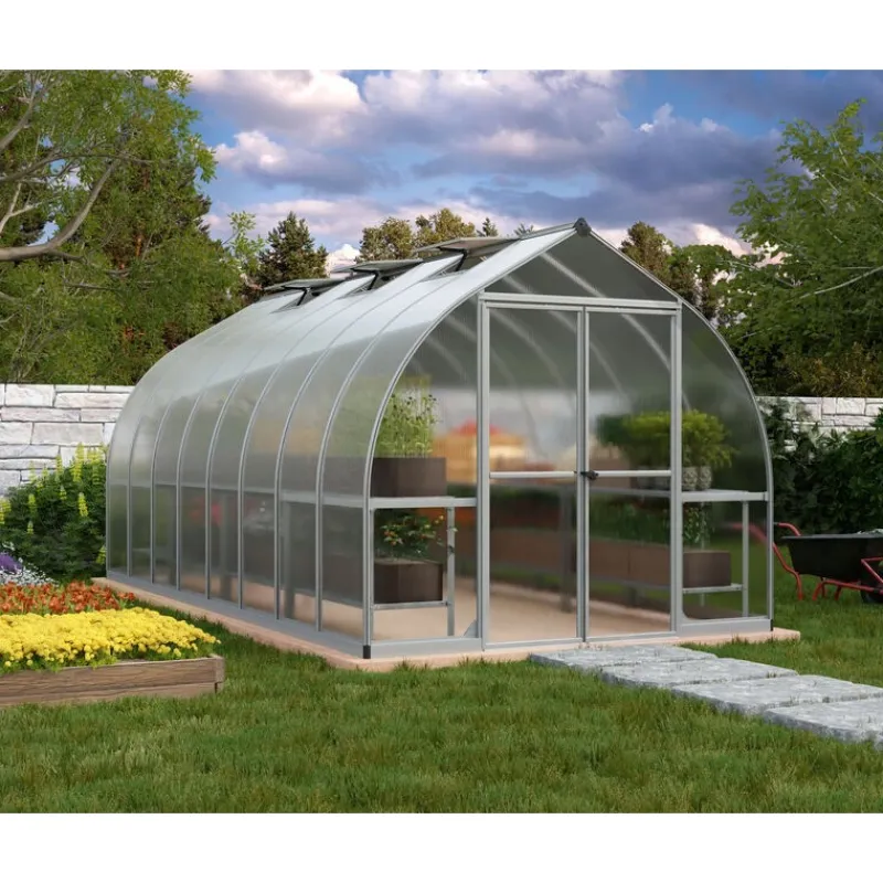 Bella Doppio Strato Serra Da Giardino in Policarbonato 490X244X219 cm Argento-Canopia Discount