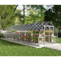 Bella Doppio Strato Serra Da Giardino in Policarbonato 964X244X219 cm Argento-Canopia Discount