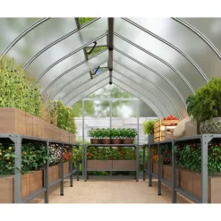 Bella Doppio Strato Serra Da Giardino in Policarbonato 964X244X219 cm Argento-Canopia Discount