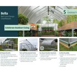 Bella Doppio Strato Serra Da Giardino in Policarbonato 964X244X219 cm Argento-Canopia Discount