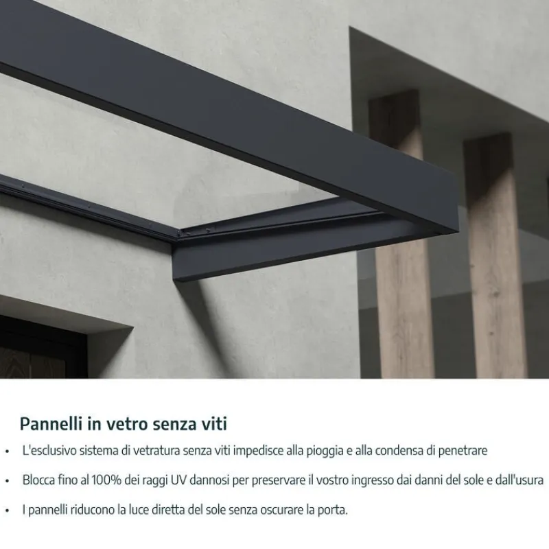 Bremen Pensilina Da Esterno 205X93 cm Trasparente-Canopia Discount