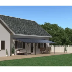 Capri Pergola Addossata in Alluminio 3X9.2 m Grigio-Canopia Outlet