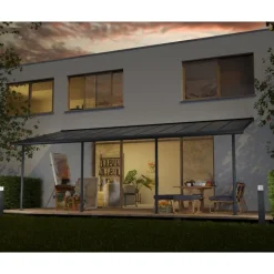Capri Pergola Addossata in Alluminio 3X7.4 m Grigio-Canopia Best