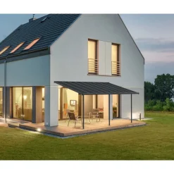 Capri Pergola Addossata in Alluminio 3X5.6 m Grigio-Canopia Best