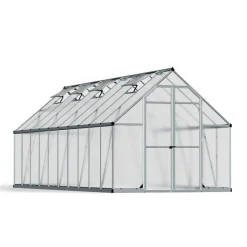 Essence Doppio Strato Serra Da Giardino in Policarbonato 607X244X229 cm Argento-Canopia Clearance