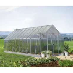 Essence Doppio Strato Serra Da Giardino in Policarbonato 607X244X229 cm Argento-Canopia Clearance