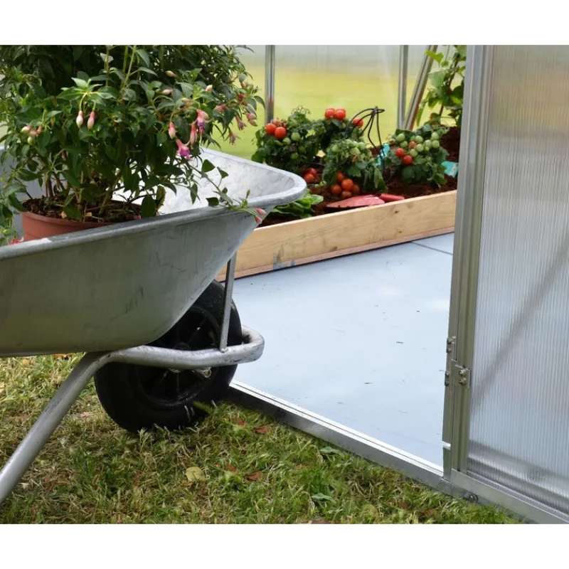 Essence Doppio Strato Serra Da Giardino in Policarbonato 607X244X229 cm Argento-Canopia Clearance