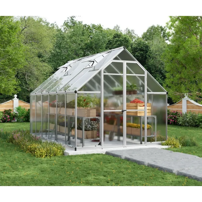 Essence Doppio Strato Serra Da Giardino in Policarbonato 367X244X229 cm Argento-Canopia