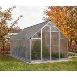 Essence Doppio Strato Serra Da Giardino in Policarbonato 487X244X229 cm Argento-Canopia