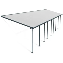 Feria Pergola Addossata in Alluminio 3X13.4 m Grigio-Canopia Hot