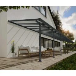 Feria Pergola Addossata in Alluminio 3X13.4 m Grigio-Canopia Hot