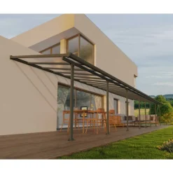 Feria Pergola Addossata in Alluminio 3X12.2 m Grigio-Canopia
