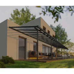 Feria Pergola Addossata in Alluminio 3X12.7 m Grigio-Canopia New