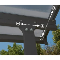 Feria Pergola Addossata in Alluminio 3X12.7 m Grigio-Canopia New