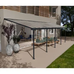 Feria Pergola Addossata in Alluminio 3X9.2 m Grigio-Canopia