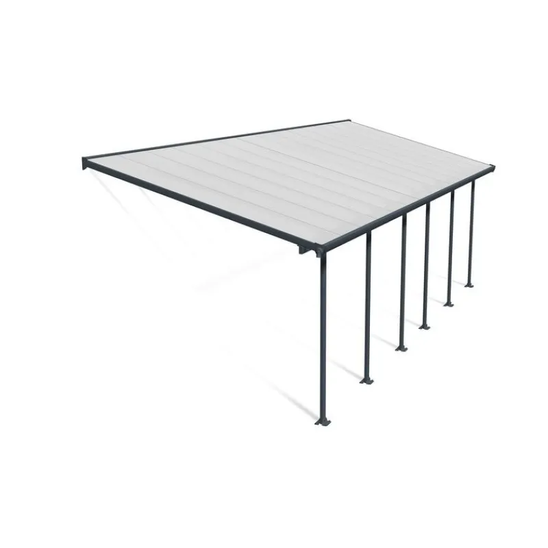 Feria Pergola Addossata in Alluminio 3X8.5 m Grigio-Canopia Discount