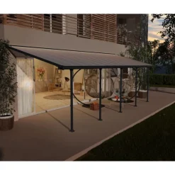Feria Pergola Addossata in Alluminio 3X8.5 m Grigio-Canopia Discount