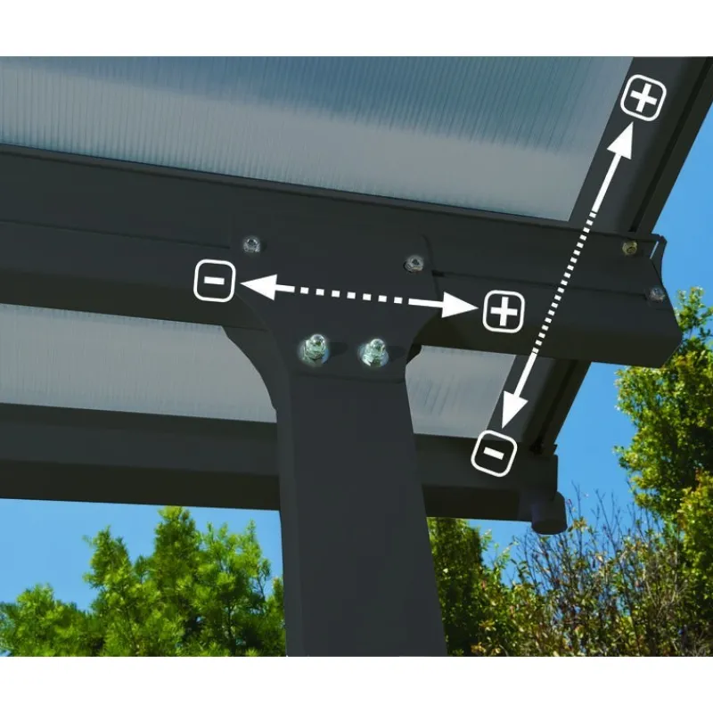 Feria Pergola Addossata in Alluminio 3X8.5 m Grigio-Canopia Discount