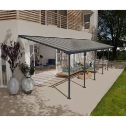 Feria Pergola Addossata in Alluminio 3X10.4 m Grigio-Canopia Best