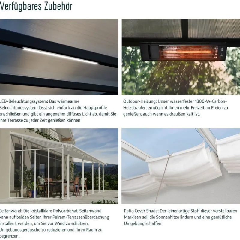 Feria Pergola Addossata in Alluminio 3X10.4 m Grigio-Canopia Best