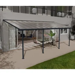 Feria Pergola Addossata in Alluminio 3X7.3 m Grigio-Canopia Clearance