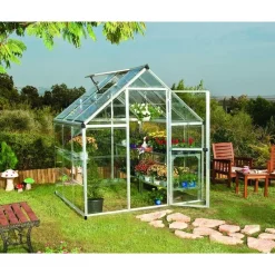 Harmony Trasparente Serra Da Giardino in Policarbonato 186X185X208 cm Argento-Canopia Outlet