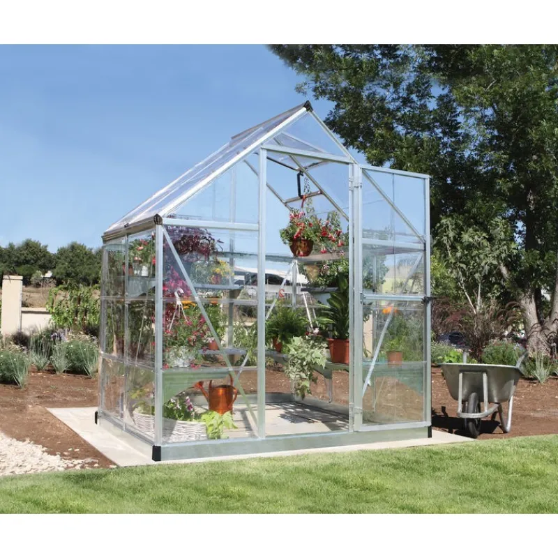 Harmony Trasparente Serra Da Giardino in Policarbonato 126X185X208 cm Argento-Canopia Sale