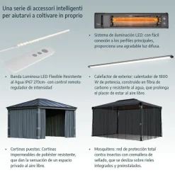 Ledro Gazebo Chiuso in Alluminio 3.6X3.6 m-Canopia Hot