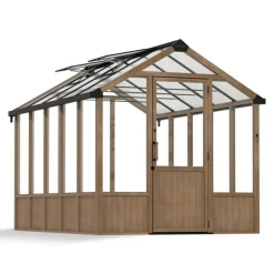 NATURA Doppio Strato Serra Da Giardino in Policarbonato 360X237.5X261 cm - Legno di cedro-Canopia Discount