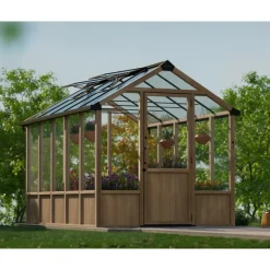 NATURA Doppio Strato Serra Da Giardino in Policarbonato 360X237.5X261 cm - Legno di cedro-Canopia Discount