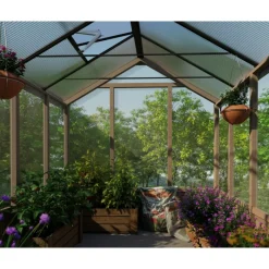 NATURA Doppio Strato Serra Da Giardino in Policarbonato 360X237.5X261 cm - Legno di cedro-Canopia Discount