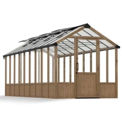 NATURA Doppio Strato Serra Da Giardino in Policarbonato 641X237.5X261 cm - Legno di cedro-Canopia Outlet