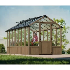 NATURA Doppio Strato Serra Da Giardino in Policarbonato 500.5X237.5X261 cm - Legno di cedro-Canopia