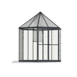 Oasis Serra Da Giardino in Policarbonato Esagonale 247X213X267 cm Grigio-Canopia Outlet