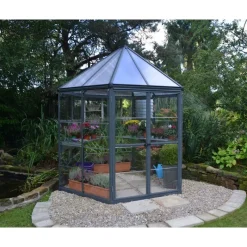 Oasis Serra Da Giardino in Policarbonato Esagonale 247X213X267 cm Grigio-Canopia Outlet