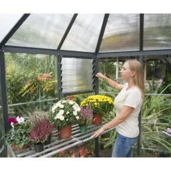 Oasis Serra Da Giardino in Policarbonato Esagonale 247X213X267 cm Grigio-Canopia Outlet