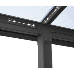 Olympia Pergola Addossata in Alluminio 3X6.2 m Grigio-Canopia Sale