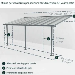 Olympia Pergola Addossata in Alluminio 3X6.2 m Bianco-Canopia Sale