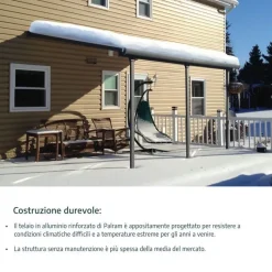 Olympia Pergola Addossata in Alluminio 3X7.4 m Bianco-Canopia New