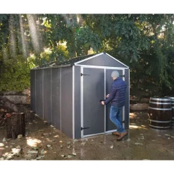 Rubicon Casetta Da Giardino in Policarbonato Ultra Resistente 378X185X217 cm Grigio Scuro-Canopia